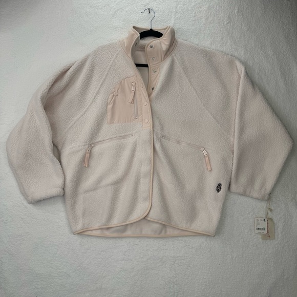 Free People X Hatch Hit the Slopes Maternity Jacket Cream Fleece Chest Pocket S - Picture 13 of 14